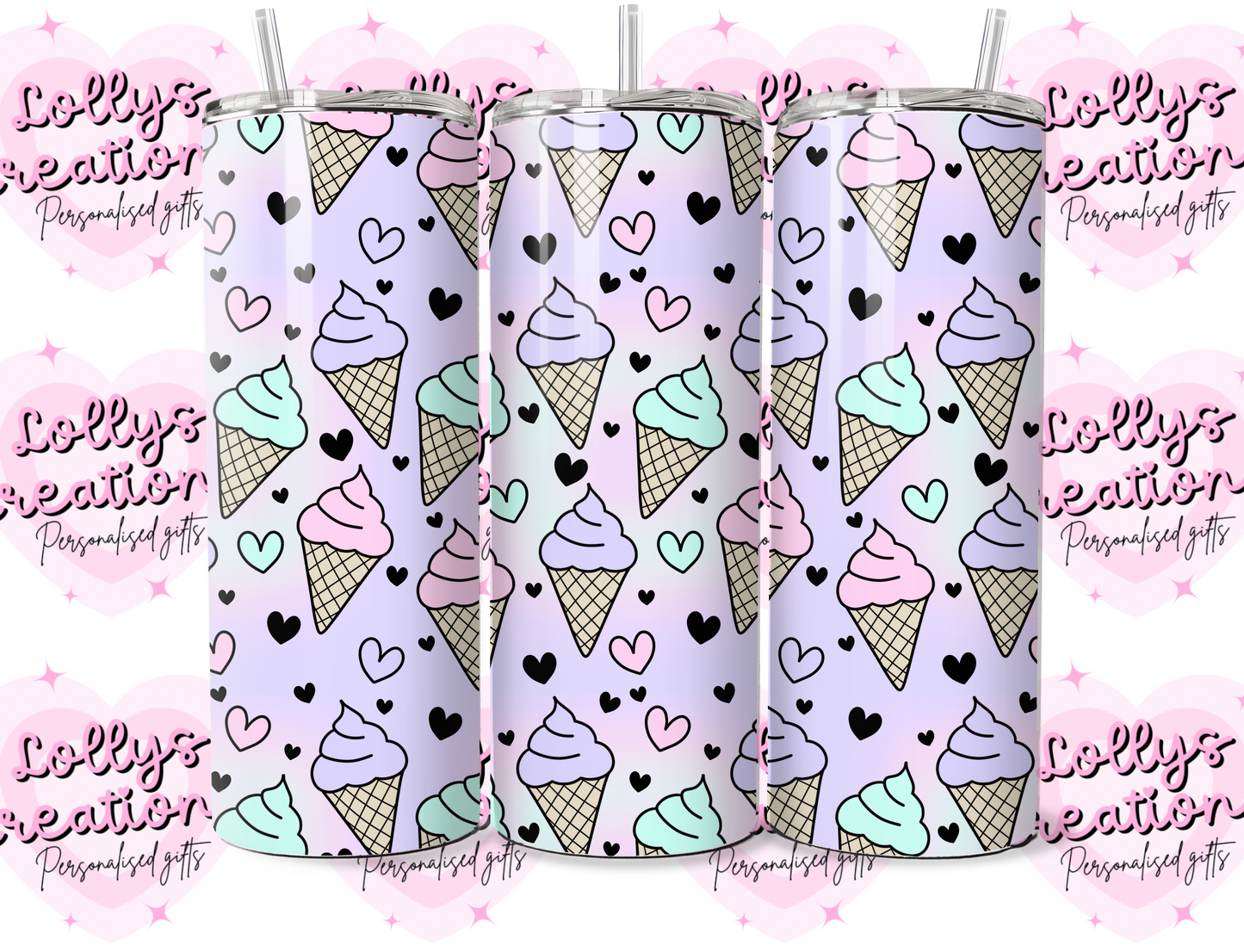 20oz tumbler | ice cream summer cup | Handmade Gift | Can be personalised | Custom Made to order |