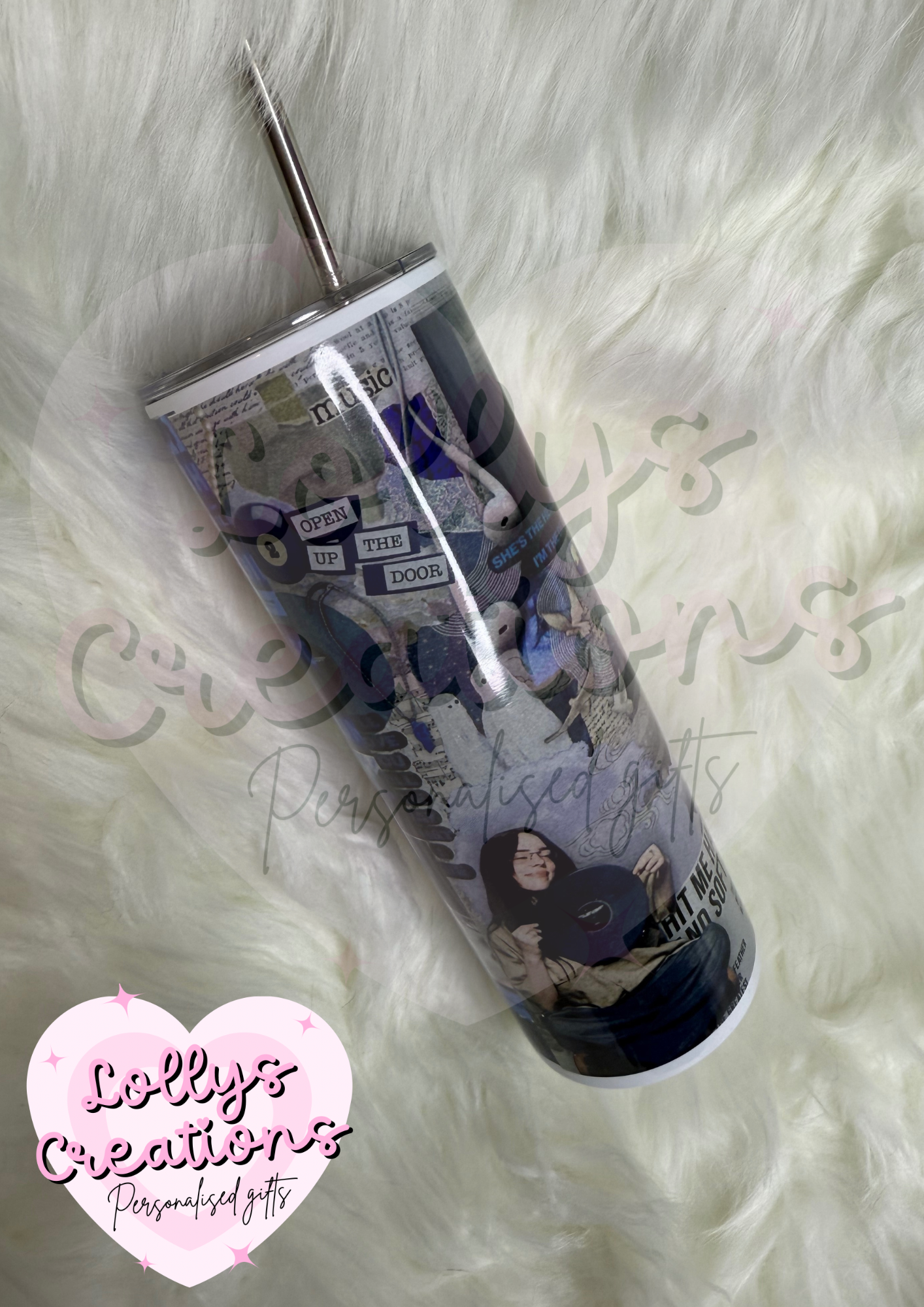 20oz tumbler | Billie Eilish Red Blue | Handmade Gift | Can be personalised | Custom Made to order| design 1 or 2