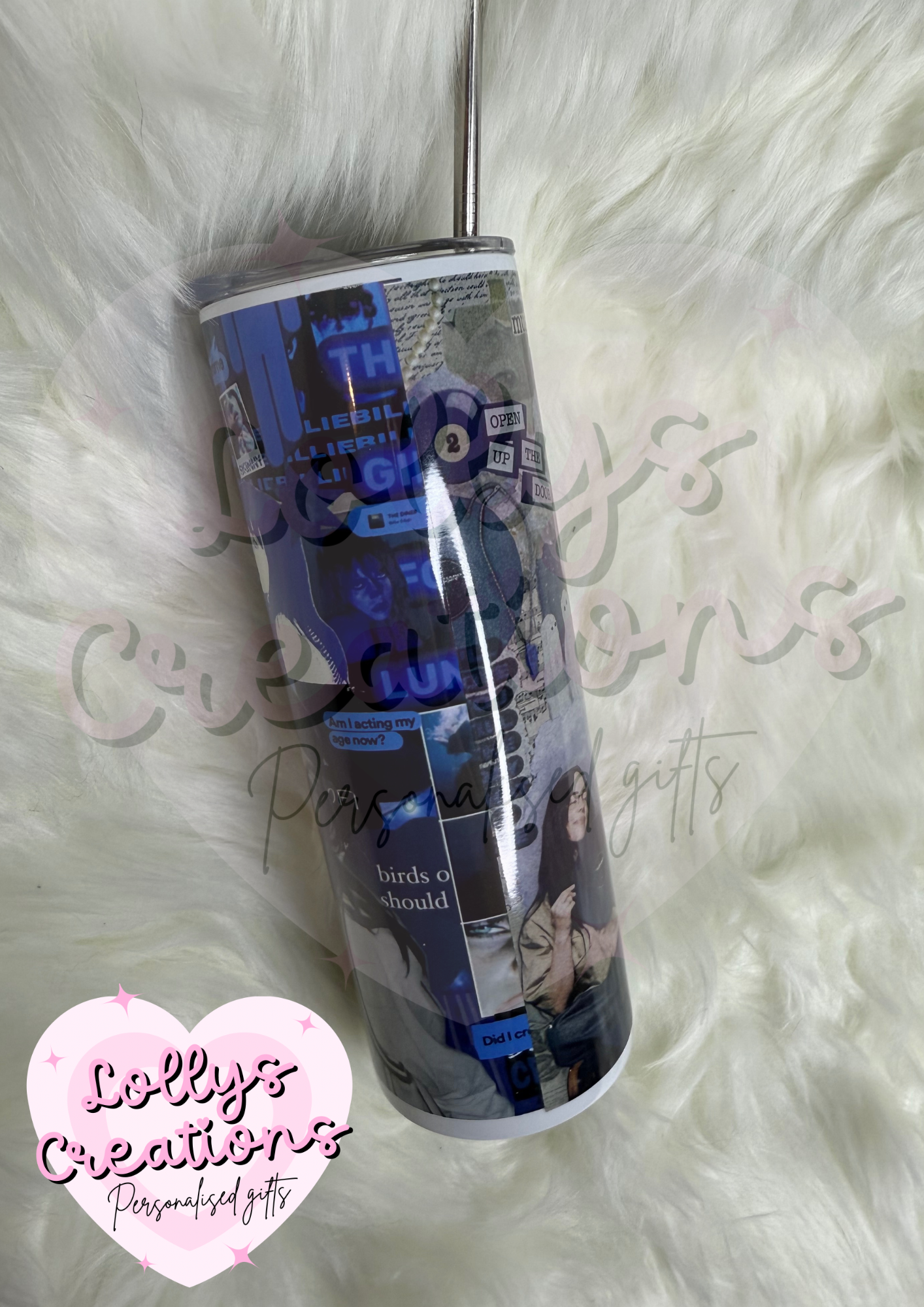 20oz tumbler | Billie Eilish Red Blue | Handmade Gift | Can be personalised | Custom Made to order| design 1 or 2
