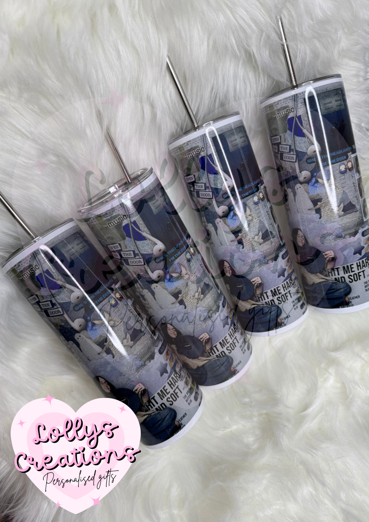 20oz tumbler | Billie Eilish Red Blue | Handmade Gift | Can be personalised | Custom Made to order| design 1 or 2
