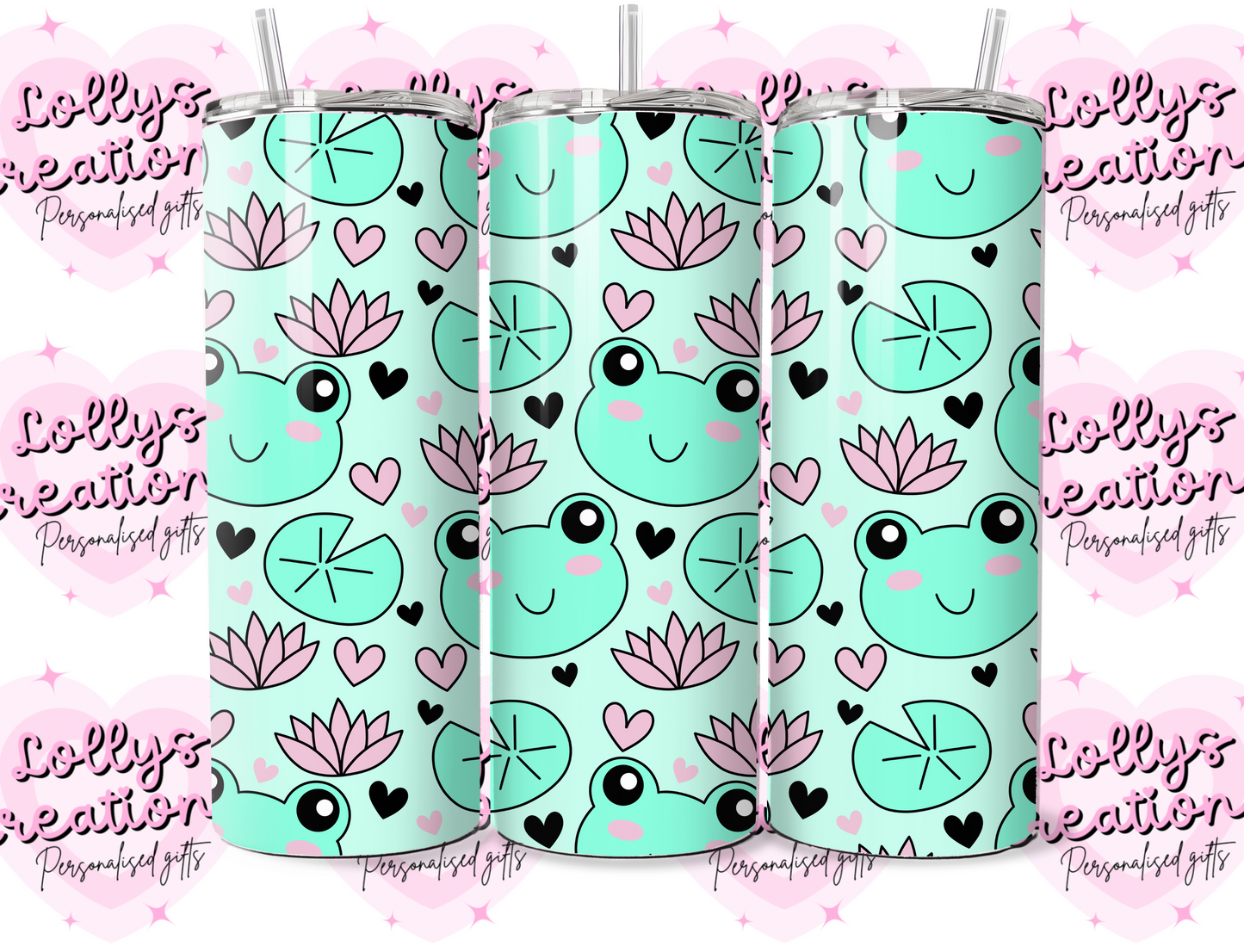 20oz tumbler | frog lily pad cute | Handmade Gift | Can be personalised | Custom Made to order |
