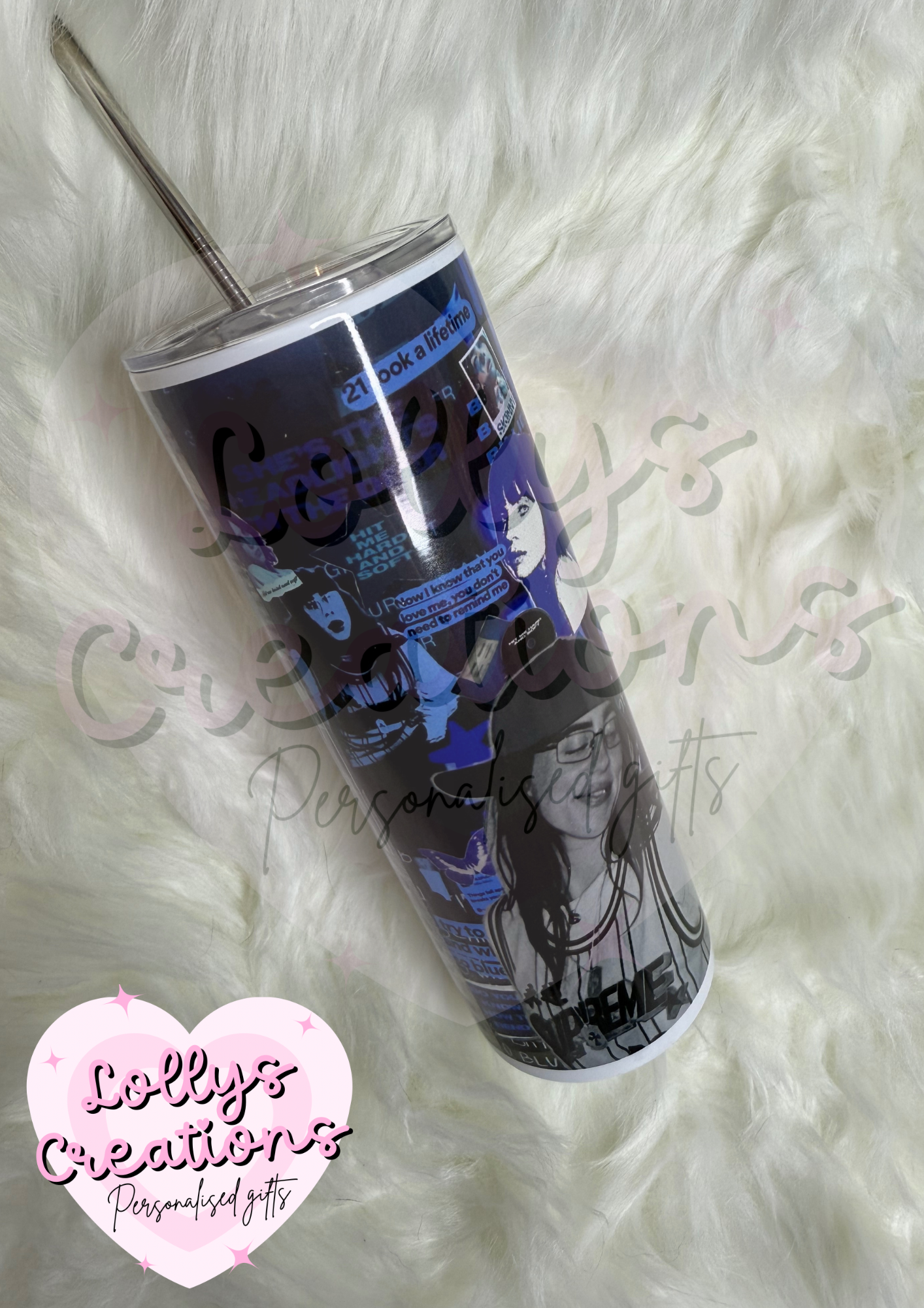 20oz tumbler | Billie Eilish Red Blue | Handmade Gift | Can be personalised | Custom Made to order| design 1 or 2