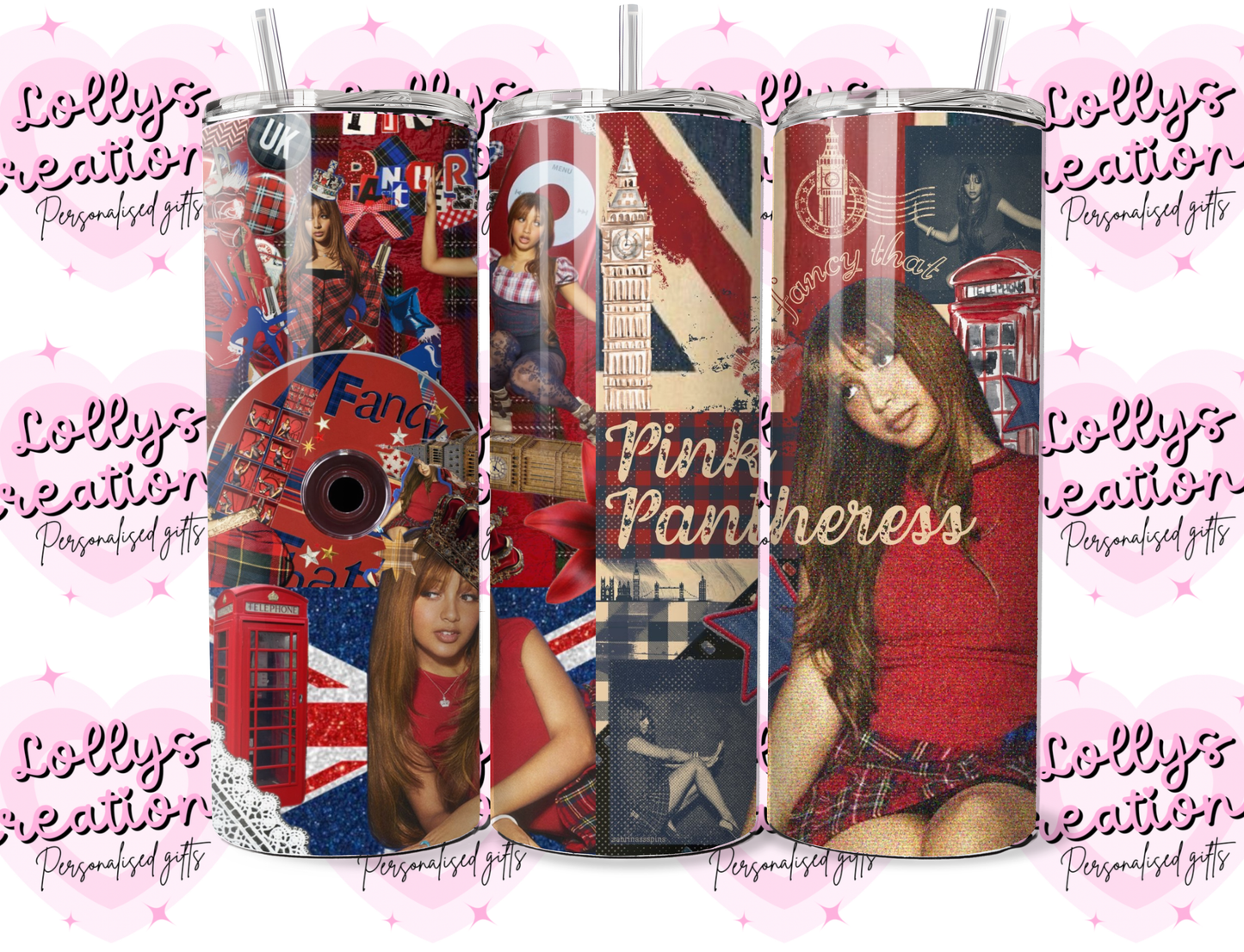 20oz tumbler | pink pantheress | Handmade Gift | Can be personalised | Custom Made to order| design 1 or 2