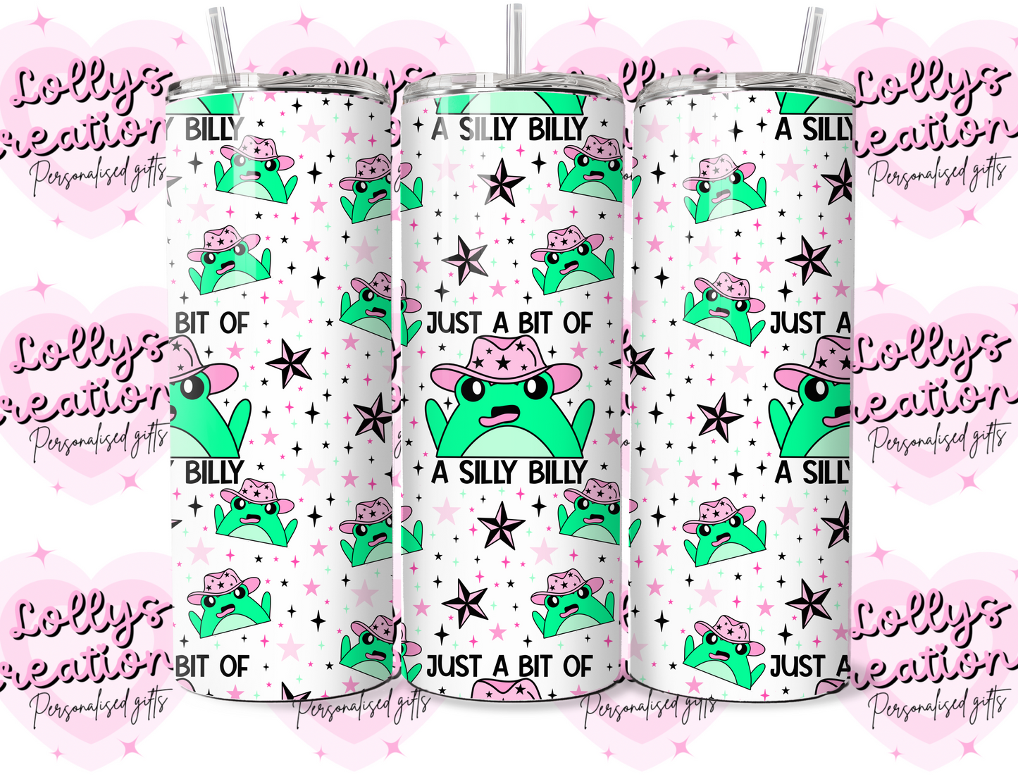 20oz tumbler | just a bit of a silly billy frog | Handmade Gift | Can be personalised | Custom Made to order |