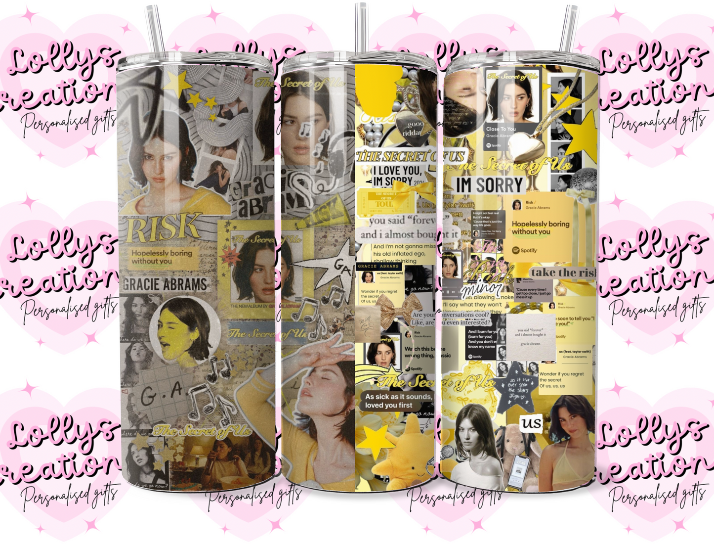 20oz tumbler | Gracie abrams | Handmade Gift | Can be personalised | Custom Made to order| design 1 or 2