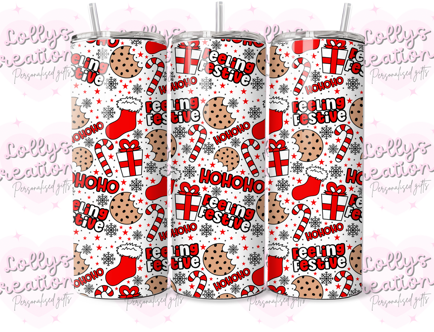 20oz tumbler | Christmas feeling festive candy cane cookie | Handmade Gift | Can be personalised | Custom Made to order | christmas