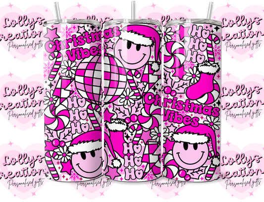 20oz tumbler | Christmas vibes pink | Handmade Gift | Can be personalised | Custom Made to order |