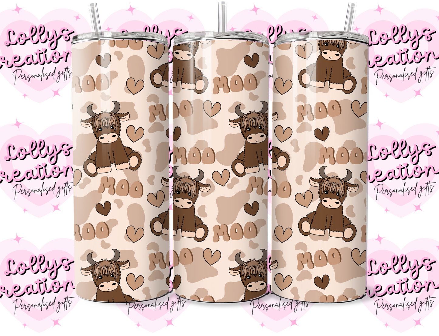 20oz tumbler | moo highland cow | Handmade Gift | Can be personalised | Custom Made to order |