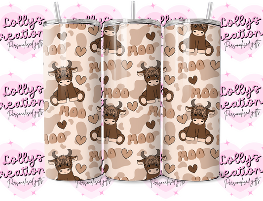 20oz tumbler | moo highland cow | Handmade Gift | Can be personalised | Custom Made to order |