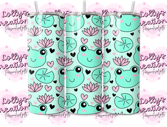 20oz tumbler | frog lily pad cute | Handmade Gift | Can be personalised | Custom Made to order |