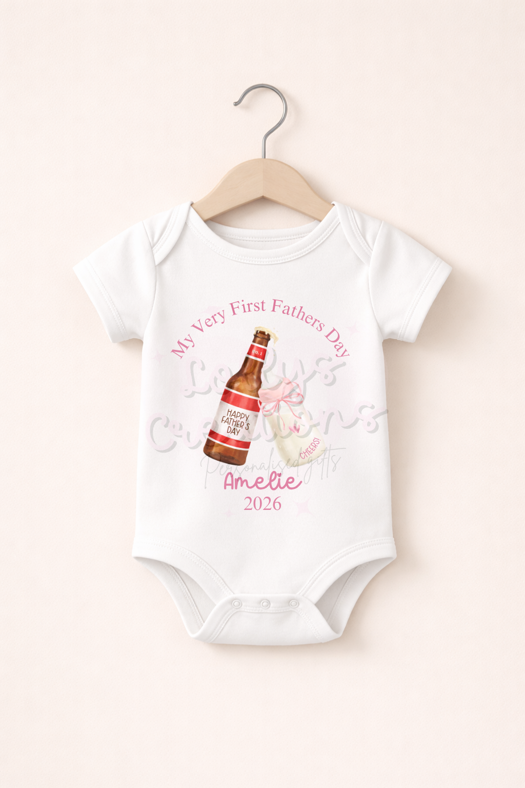 Personalised First Father’s Day Baby Outfit | Custom Name Bodysuit, Sleepsuit or Bib | Daddy’s First Father’s Day Gift | Baby Girl Outfit 2026