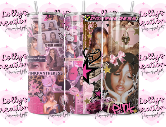20oz tumbler | pink pantheress | Handmade Gift | Can be personalised | Custom Made to order| design 1 or 2