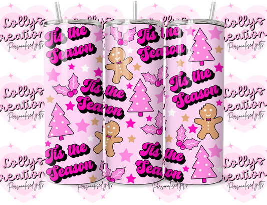 20oz tumbler | Christmas tis’ the season gingerbread man | Handmade Gift | Can be personalised | Custom Made to order | christmas