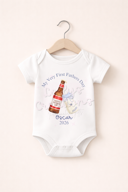 Personalised First Father’s Day Baby Outfit | Custom Name Bodysuit, Sleepsuit or Bib | Daddy’s First Father’s Day Gift | Baby Girl Outfit 2026