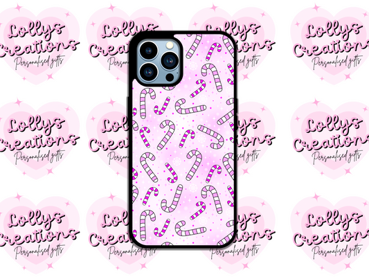 Pink candy cane phone case | can be personalised | christmas