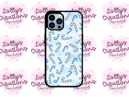 Blue candy cane phone case | can be personalised | christmas