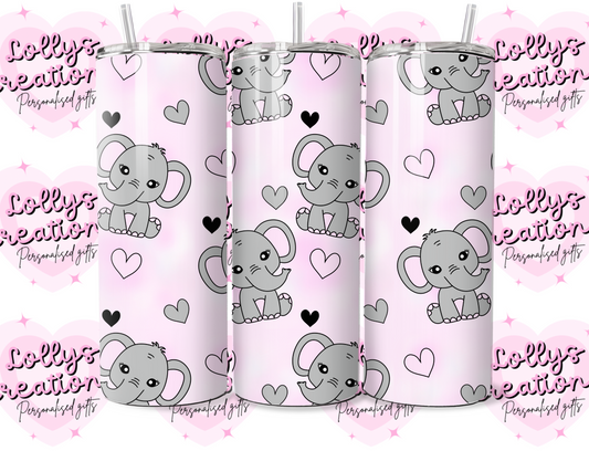 20oz tumbler | cute baby elephant | Handmade Gift | Can be personalised | Custom Made to order |