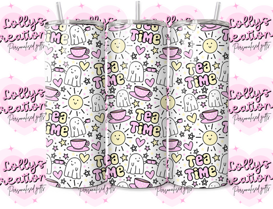 20oz tumbler | tea time cute ghost | Handmade Gift | Can be personalised | Custom Made to order |