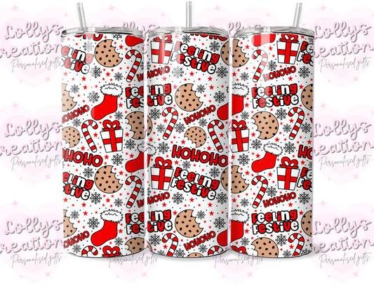 20oz tumbler | Christmas feeling festive candy cane cookie  | Handmade Gift | Can be personalised | Custom Made to order | christmas