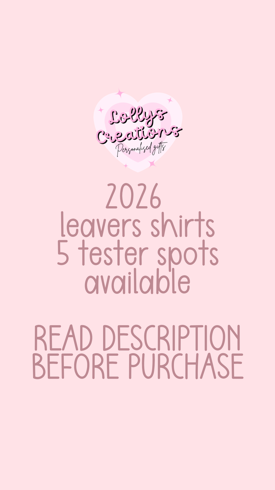 2026 leavers shirts tester spots